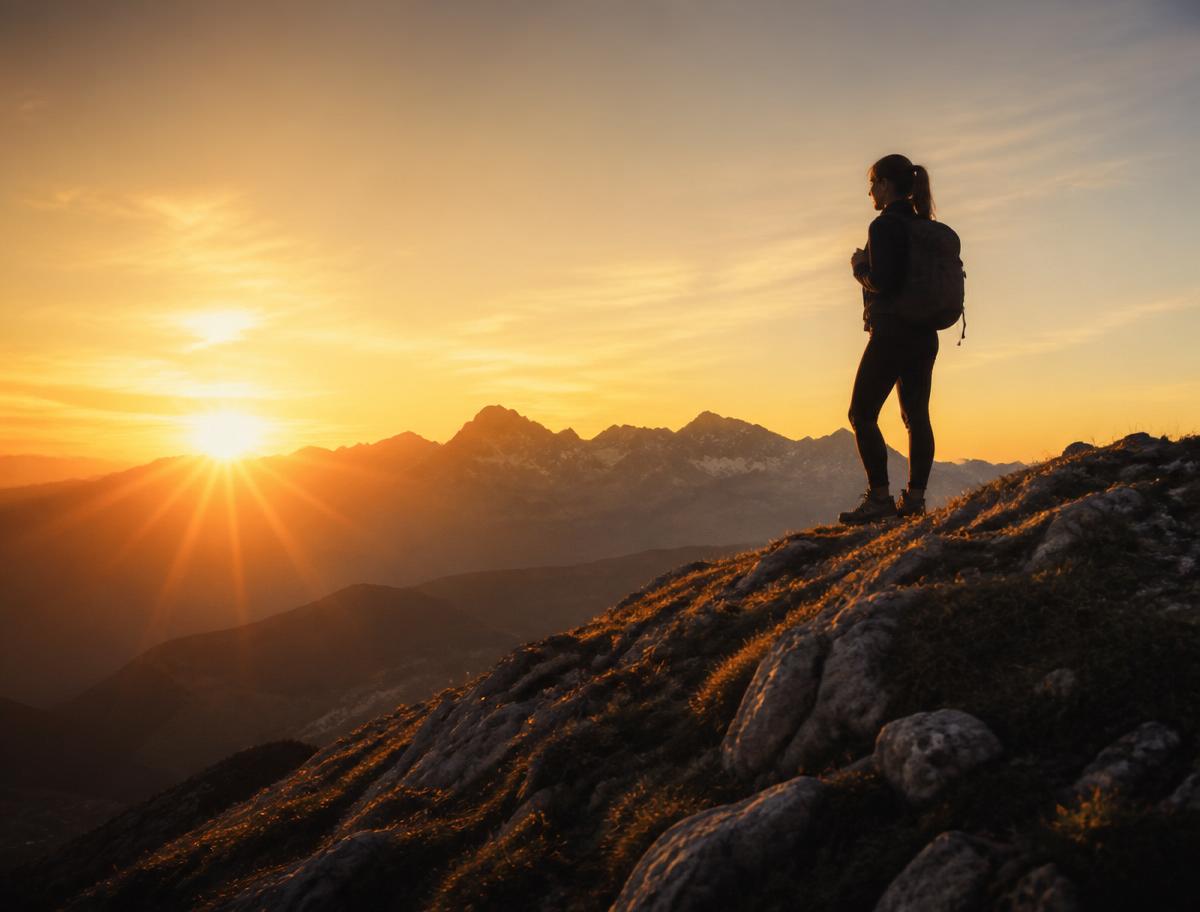 Sunrise on a mountain ridge